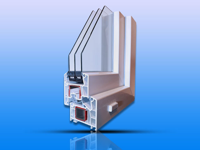 Veka 76 MD fehér műanyag ablak profil metszet.